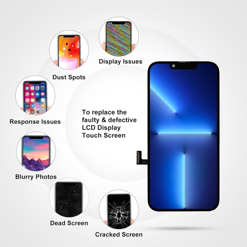LL TRADER Screen Replacement for iPhone 13 pro 6.1" LCD Retina FHD Display COF Touch Screen Digitizer with Repair Tool Kits, Waterproof Tape, Screen Protector (Truetone programable) New 2025 - Image 4